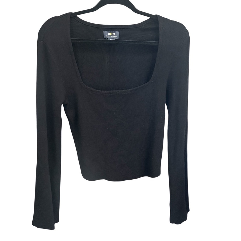 Anthropologie Maeve Bell Sleeves Pullover Black Sweater Women's Size Medium